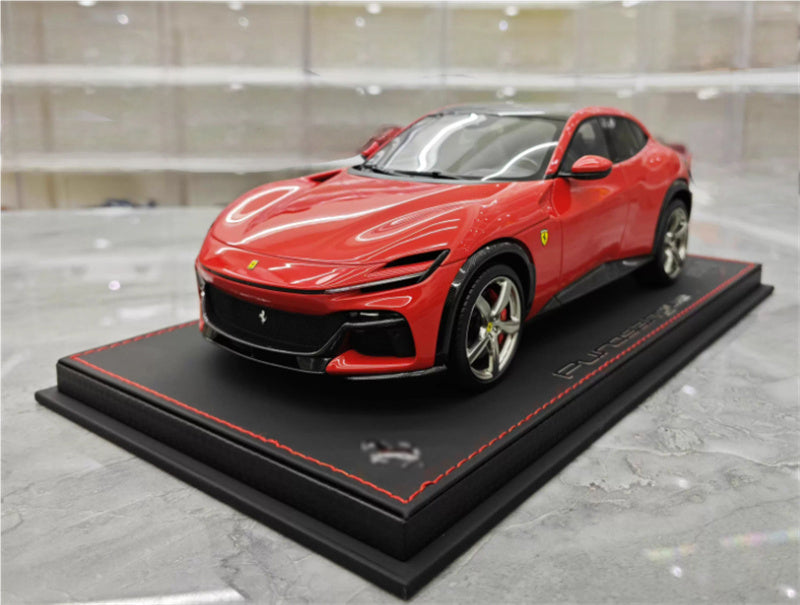 BBR MODELS Ferrari Purosangue V12 SUV Standard Red Electroplating wheel red calipers Limited Edition 20PCS ONLY Leather base 1:18 Car Pre-built Model view1