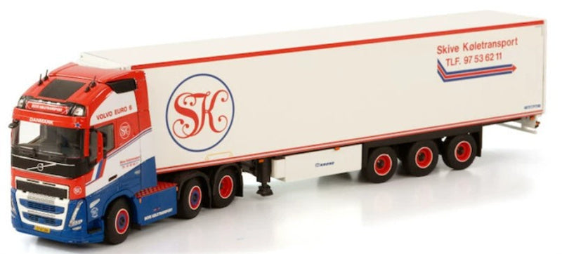 WSI VOLVO FH5 GLOBETROTTER XL 6X2 TWIN STEER REEFER TRAILER - 3 AXLE SKIVE 1:50 Truck Pre-built Model