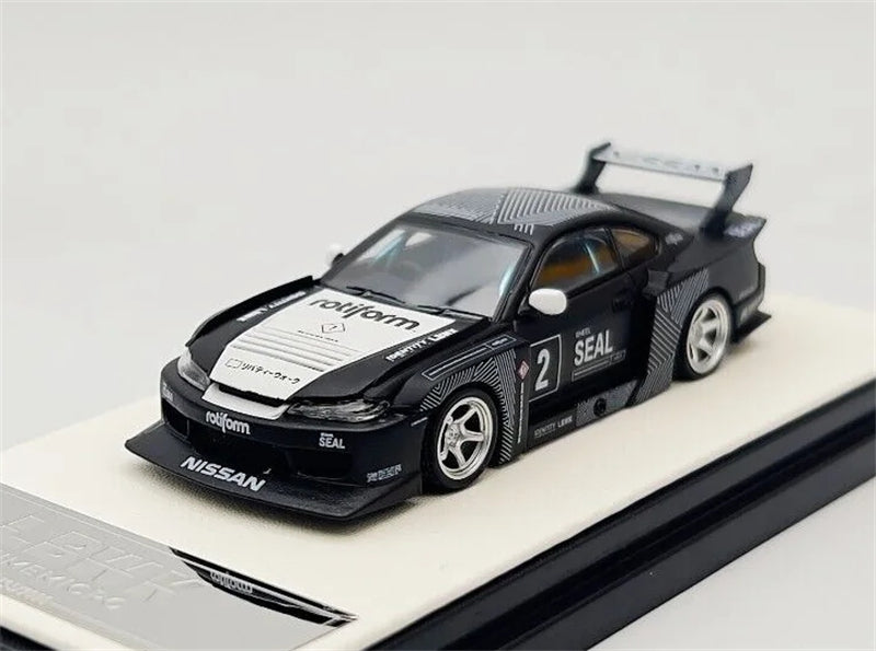 TimeMicro Nissan S15 SILVIA #2 LBWK Black Regular Version Limited Edition 2000PCS ONLY 1:64 car Pre-built Model view2