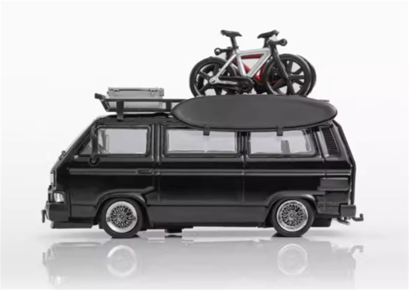 Mortal Model Volkswagen T3 Van Exhibition Edition Black with accessories 1:64 Car Pre-built Airliner Model Display view5