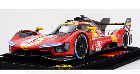 BBR MODELS Ferrari 499P #50 Hypercar Launch Edition 2022 red Black velvet base Adler Michelin Vistajet Hyper car Richard Mille 1:18 Car Pre-built Model view1