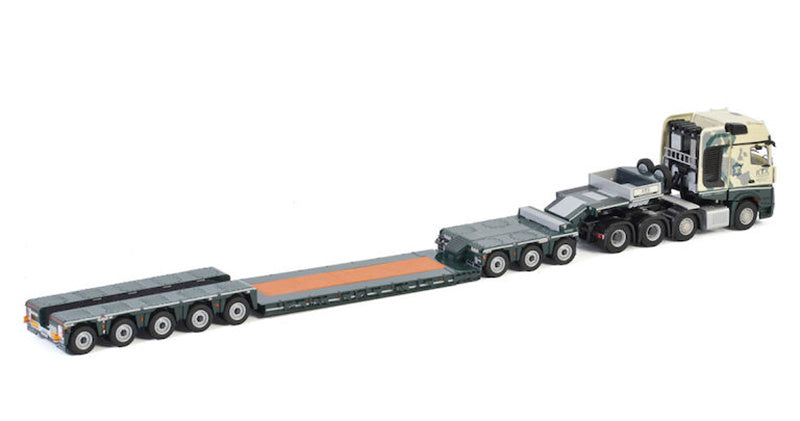 WSI  MB ACTROS MP4 SLT GIGA SPACE 8X4 LOW LOADER-5 AXLE DOLLY-3 AXLE TRANSPORT KTX 1:50 DIECAST Truck