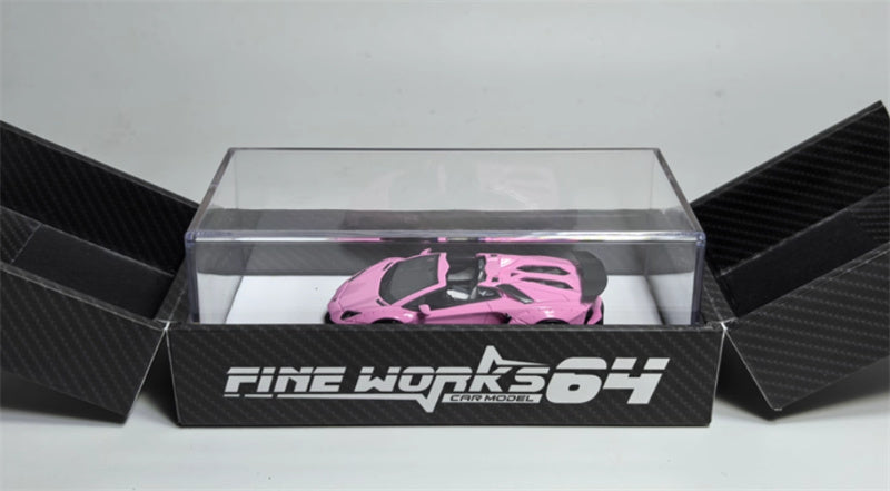 Fine works 64 Lamborghini LP700 LB Convertible Edition Limited Edition 199PCS ONLY Luminous Pink 1:64 Car Pre-built Model view3