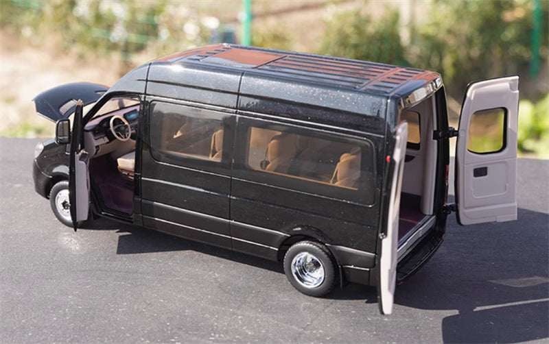 Yutong Tianjun V6 Light Bus New Energy Obsidian Black 1:24 Bus Pre-built Model