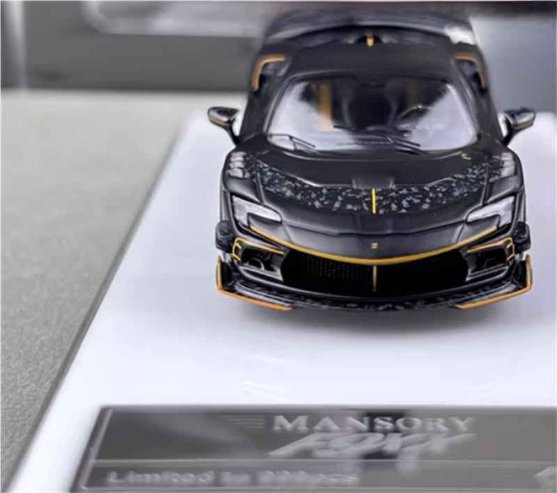 HKM Premium Mansory modified version Ferrari SF90 F9XX supercar Black hardtop Limited Edition 1:64 Car Pre-built Airliner Model Display view7