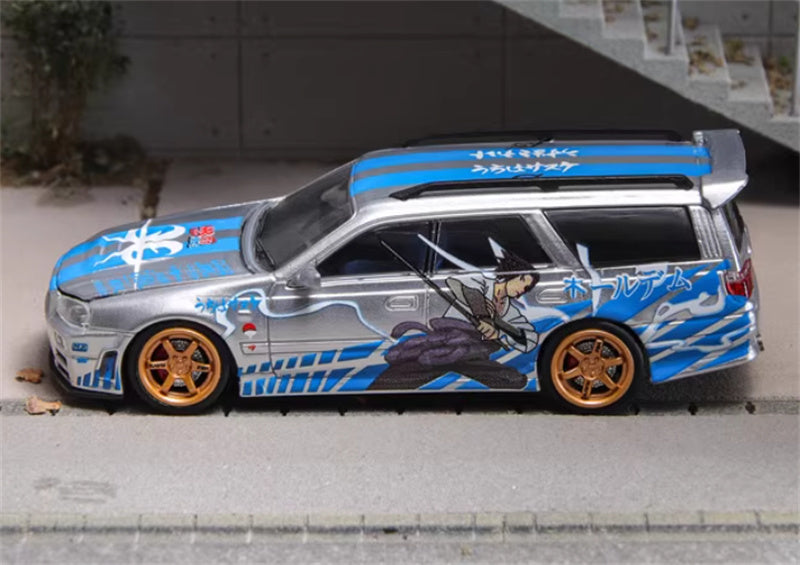 ZOOM Nissan R34 Stagea WC34 260RS cart Blue Silver 1:64 Car Pre-built Model view5