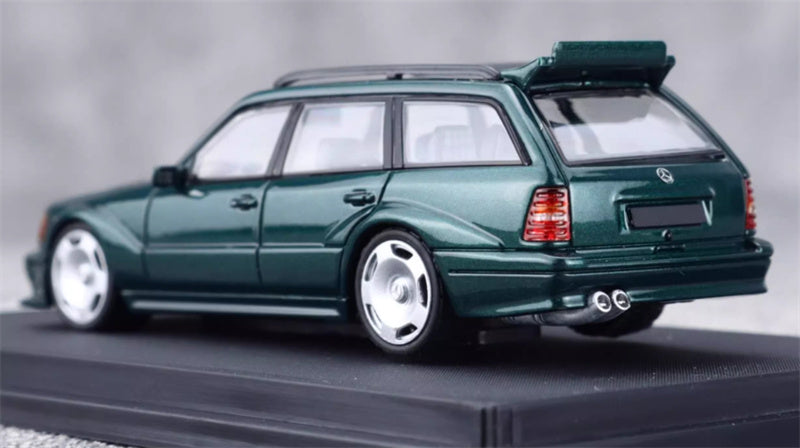 Mortal Mercedes Benz S124 T MODEII EVO2 wagon Pearl Green pancake wheels Limited Edition 999PCS ONLY 1:64 Car Pre-built Model view4