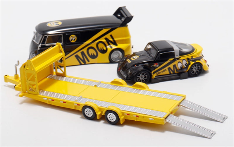Mini Station Volkswagen Bus w/ Beetle w/ Trailer Black Moon Package Limited Edition 499PCS ONLY 1:64 Car Pre-built Model view3