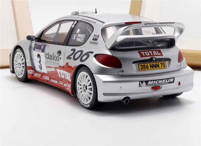 1:18 PEUGEOT 206 WRC PANIZZI TDC Rally 2002 silver gray  OTTO Limited Edition 2000PCS ONLY Resin Car Model