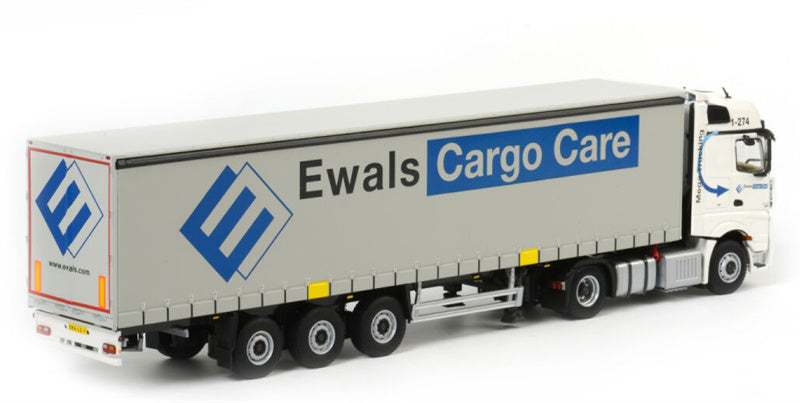 WSI MP4 Actros Gigaspace Curtainside trai Ewals 1:50 Truck Pre-built Model