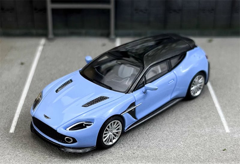KING MODEL Aston Martin Vanquish Zagato Blue Limited Edition 333PCS ONLY 1:64 Car Pre-built Model view5