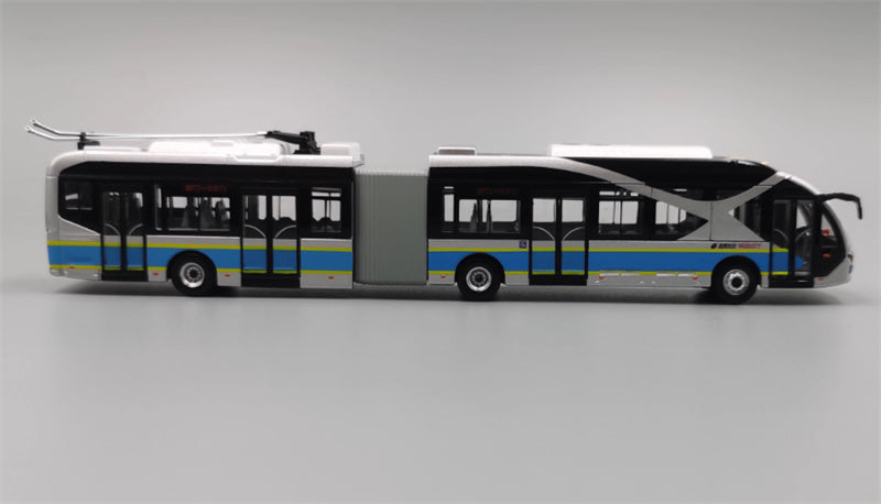 Beijing Public Transport BJD-WG180N Beijing Bus BTR3 Youth Civilization articulated trolley bus Beijing Bus Packaging Blue - Silver 1:110 Bus Pre-built Model view3