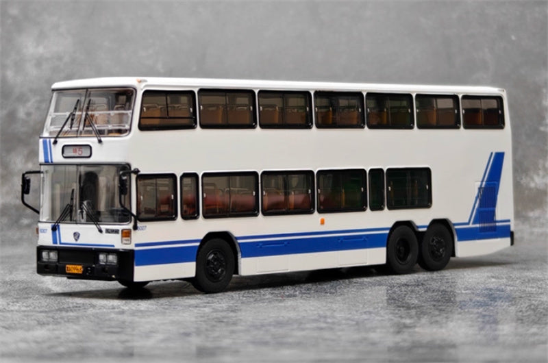 AUTO-GLIMPSE Jinling Double decker JLY6121S Special Route 5 Bus Blue white coating 1:64 Bus Pre-built Model view1