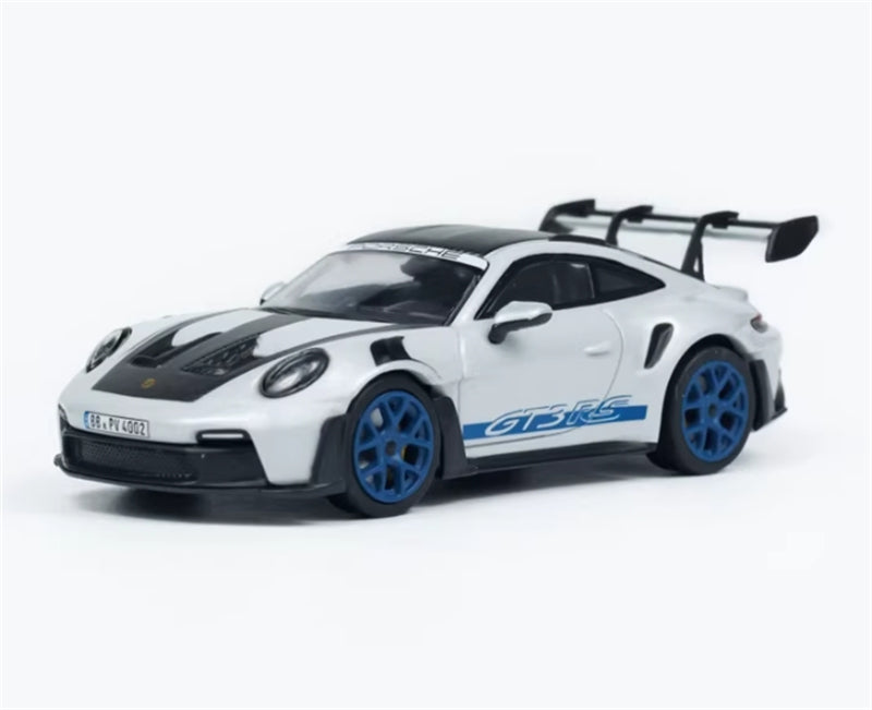 MINICHAMPS Porsche 911 GT3 RS 2024 Grey w/ Blue Wheels Limited Edition 1:64 Car Pre-built Model