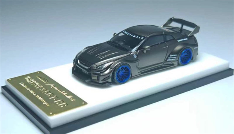 mymodelcollect Nissan 35GT-RR LBWK Limited Edition Electroplated Brushed Gray 1:64 Car Pre-built Model view1