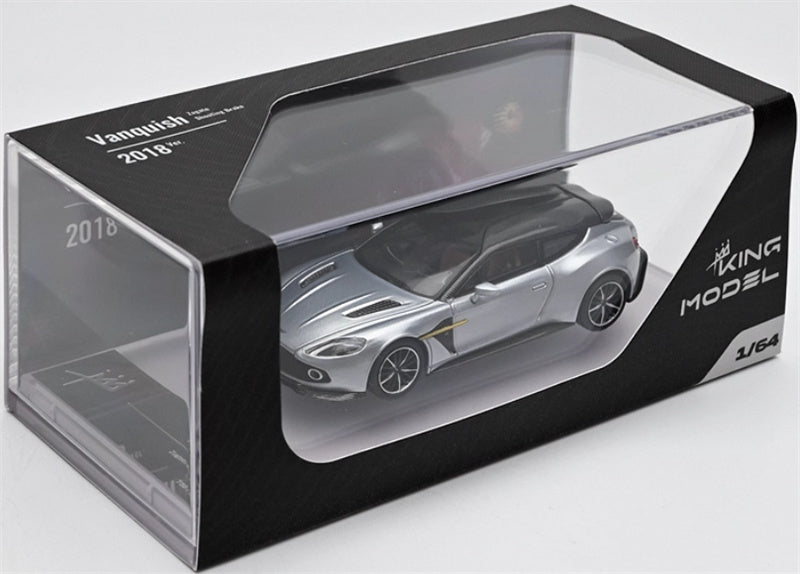 KING MODEL Aston Martin Vanquish Zagato Shooting Brake 2018 silver Limited Edition 999PCS ONLY 1:64 Car Pre-built Model view9