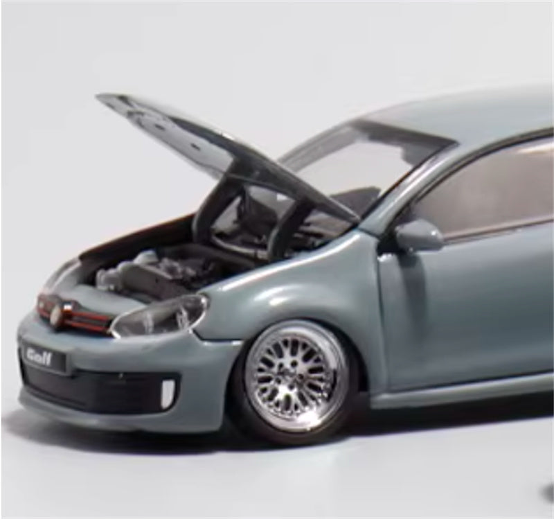 Max well Volkswagen Golf GTI 6th generation cement gray BBS wheel low stance 1:64 Car Pre-built Airliner Model Display view5