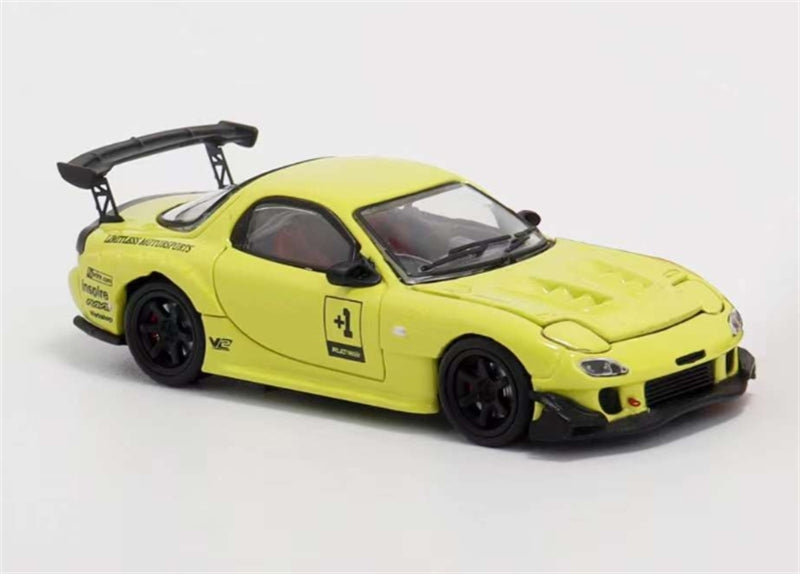 1:64 Mazda RX-7 RE Amemiya‌ Lemon Yellow +1# BSC DIECAST Limited Edition 499pcs ONLY Model