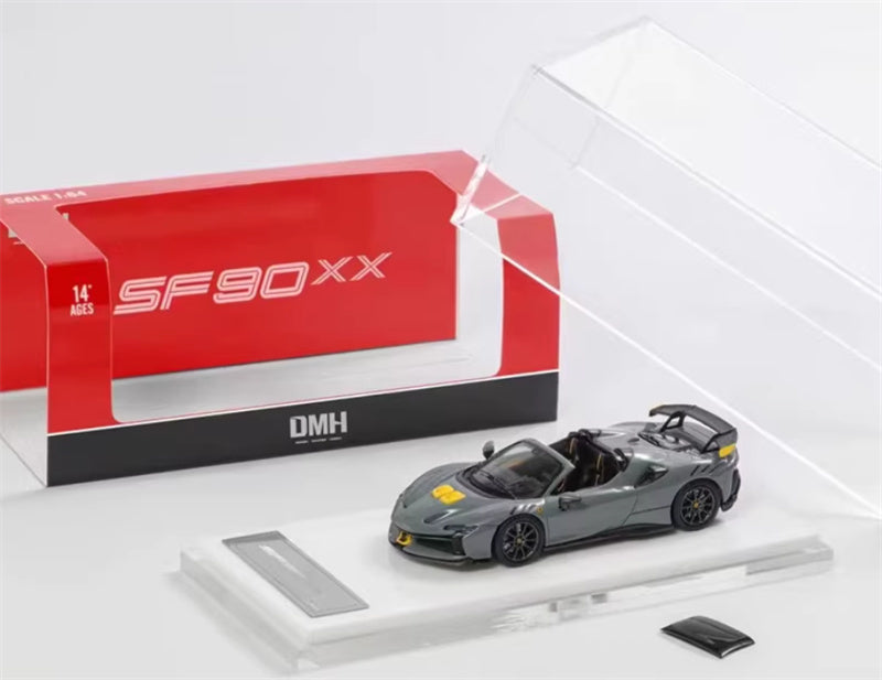 DMH Ferrari SF90 XX Spider Prancing Horse supercar Grey - Convertible Limited Edition 999PCS ONLY 1:64 Car Pre-built Airliner Model Display view3