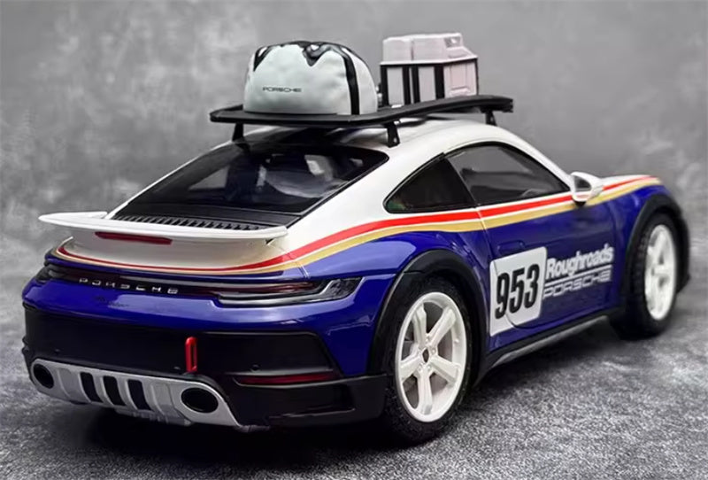 1:18 PORSCHE 911 #953 DAKAR 2022 blue white  MINICHAMPS Off road version w/ ROOF RACK DIECAST Car Model