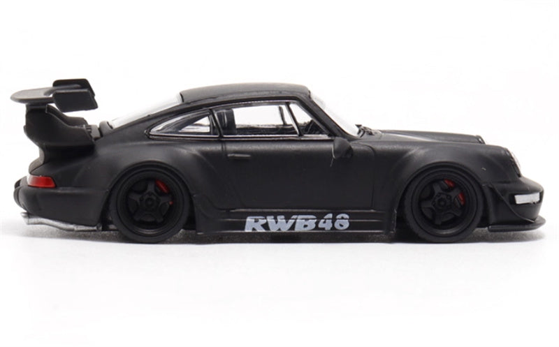 DECODE Porsche RWB 964 matte black wheels RAUH - Welt 1:64 Car Pre-built Model view3