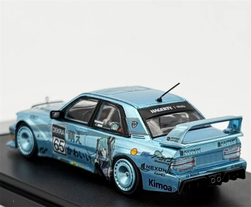 RHINO MODEL Mercedes Benz 190 EVO II Wide-Body Ice Blue Modified Limited Edition 499PCS ONLY 1:64 car Pre-built Model view3