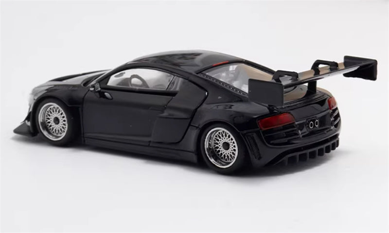 LeManFang Audi R8 LMS ULTRA high tail modified racing Black 1:64 Car Pre-built Model view3