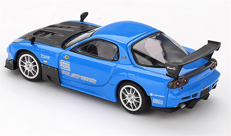 MINIGT Mazdza RX-7 RE-Amemiya 20B NA 3ROTOR-7 Ama-san GO Blue color box packaging 1:64 Car Pre-built Model view2