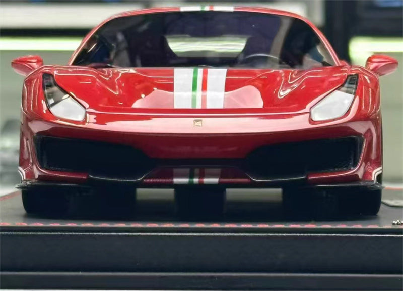 BBR MODELS Ferrari 488 pista Rosso Coraan322 met Leather base Limited Edition 28PCS ONLY 1:18 Car Pre-built Model view7