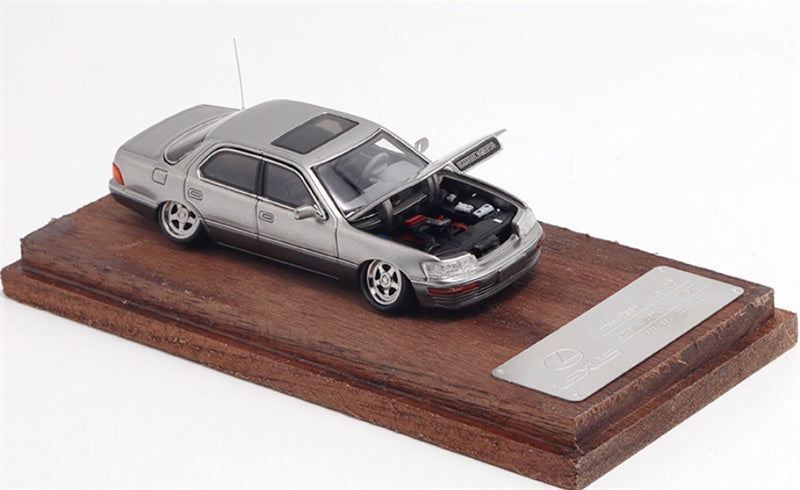 Fine works 64 Lexus LS400 Silver w/ gray skirt edge Low lying wheels Limited Edition 500PCS ONLY 1:64 Car Pre-built Model view6