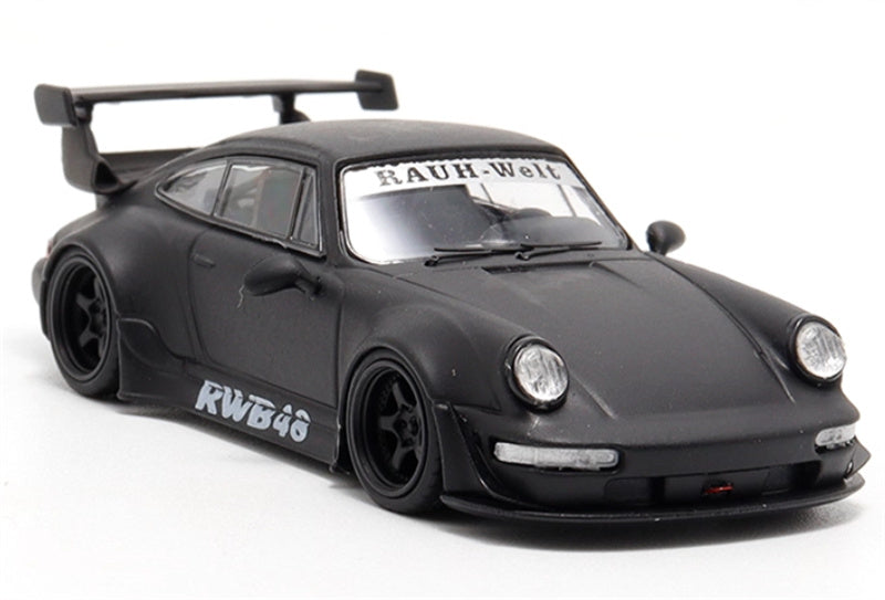 DECODE Porsche RWB 964 matte black wheels RAUH - Welt 1:64 Car Pre-built Model view5