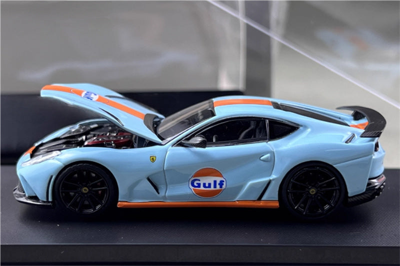 Little Toys x SH Ferrari 812 N-Largo V12 Supercar Novitec Modified Edition Gulf Painting Limited Edition 299PCS ONLY 1:64 Car Pre-built Model view3