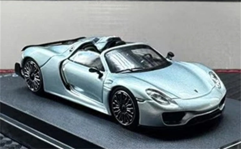 TimeMicro Porsche 918 Spyder Blue Silver Regular Version Limited Edition 499PCS ONLY 1:64 car Pre-built Model view5
