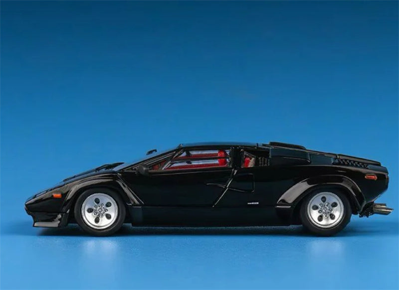 Findclassically Lamborghini Countach LP5000S Filp-Up Light Metallic Black no spoiler 1:64 car Pre-built Model view4