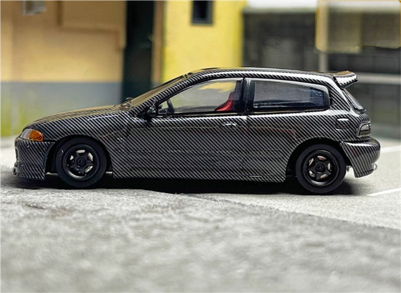 SW Honda Civic EG6 All carbon black Limited Edition 500PCS ONLY 1:64 Car Pre-built Model view3