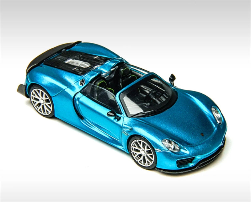 TimeMicro Porsche 918 Spyder roadster Metal Blue 1:64 car Pre-built Model view6