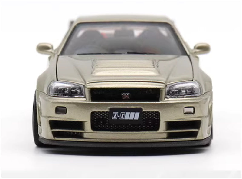 1:43 Nissan GTR Nismo R34 Z-TUNE  Jade Green  PGM x onemodel Regular Edition White base Limited Edition 688PCS ONLY DIECAST Car Model