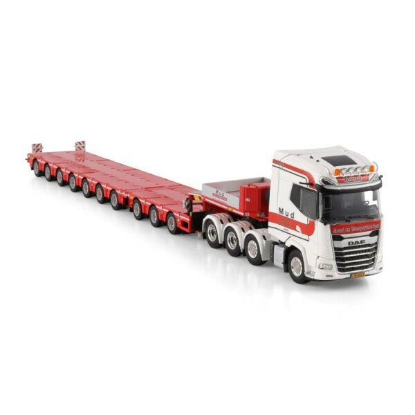 1:50 DAF MUD GROND - EN XG + 8X4 SL LOW LOADER W/ 3 AXLE DOLLY 7 AXLE WSI Diecast Model