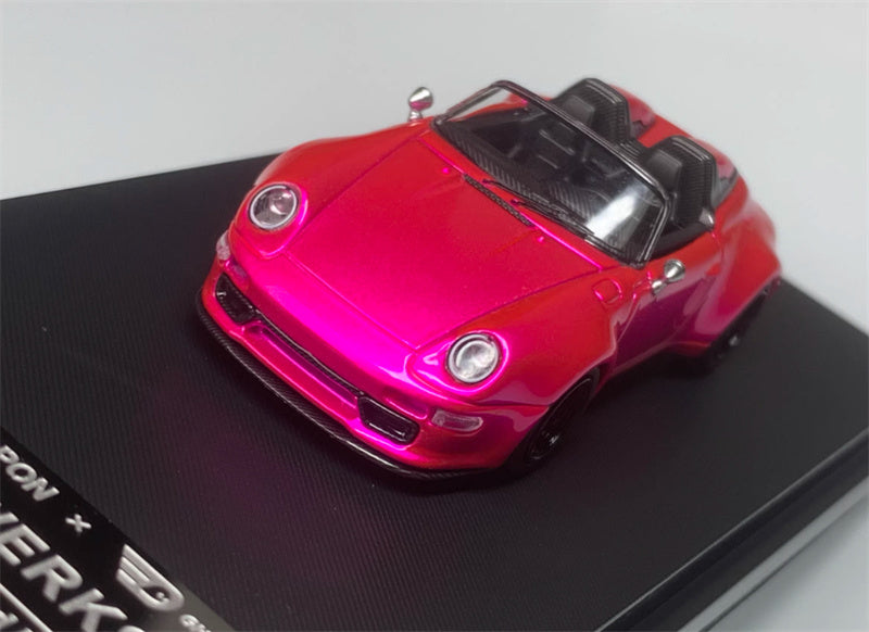 SW Porsche Gunther Werks 993 Electric Pink Convertible Limited Edition 499PCS ONLY 1:64 car Pre-built Model view4