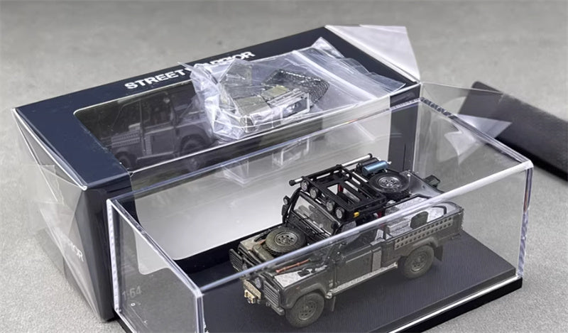 SW Land Rover Defender 110 Silver Grey Muddy Edition 1:64 car Pre-built Model view9