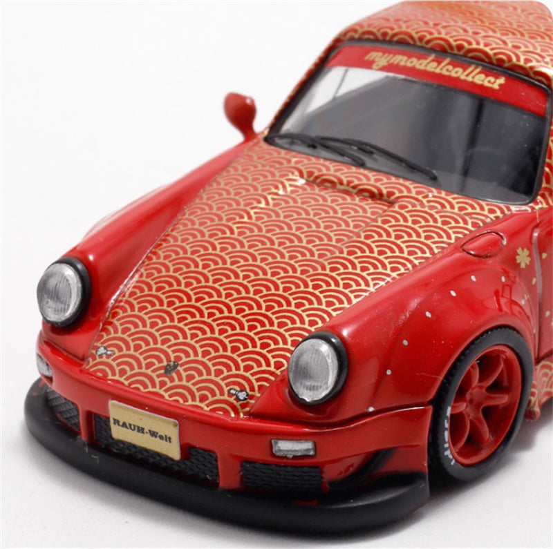 mymodelcollect Porsche RWB 964 Red New Year's Edition Limited Edition RAUH - Welt 1:64 Car Pre-built Model view7
