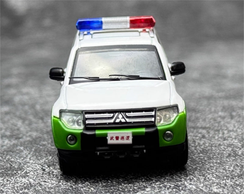 Shadow pro Mitsubishi Pajero V97 Armed Police Patrol Vehicle white-green left hand drive 1:64 Car Pre-built Model view7