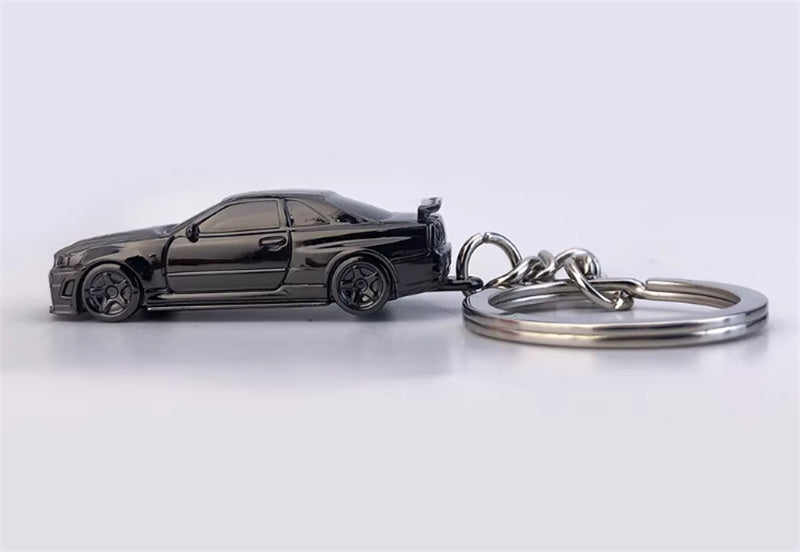 1:87 Nissan GTR34  Electroplating Dark gray  SEEKER  DIECAST Keychain Model