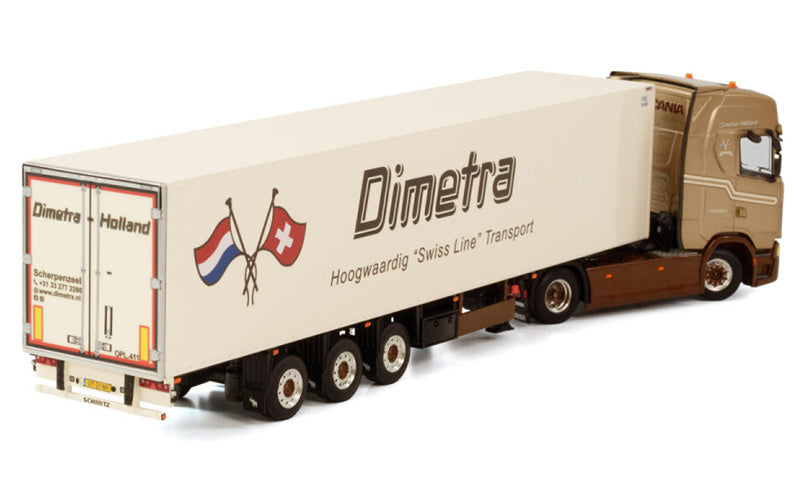 WSI SCANIA S HIGHLINE CS20H 4X2 REEFER TRAILER - 3 AXLE Dimetra 1:50 Truck Pre-built Model