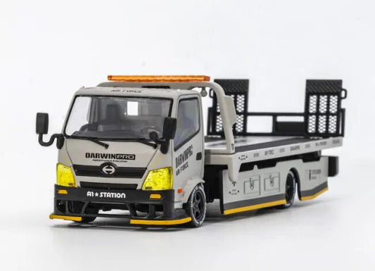GCD x DarwinPro 1:64 Hino 300 Dutro Flatbed Trailer Truck Air Force Grey