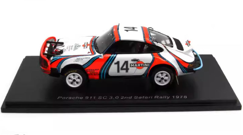 Spark Porsche 911 SC 3.0 #14 2nd Safari Rally 1978 V.Preston Jr.-J.Lyall 1:43 Car Pre-built Model view3
