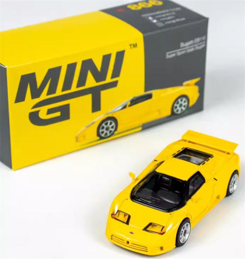 MINIGT Bugatti EB110 Super Sport Yellow color box packaging 1:64 Car Pre-built Model view9