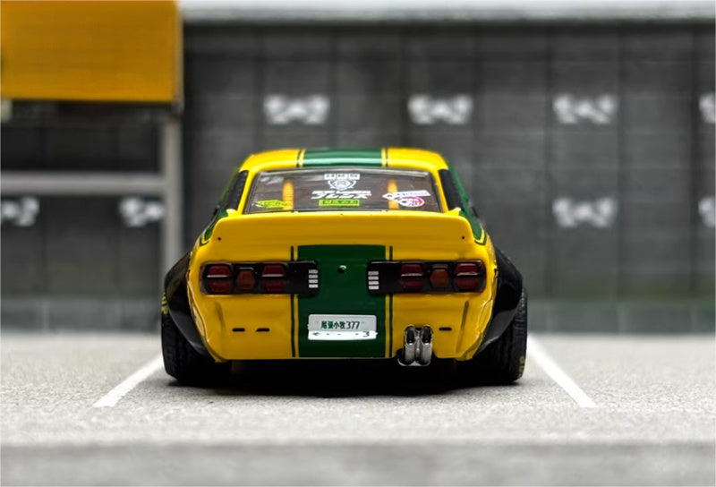 INNO64 Mazda RX3 LBWK Wide Body Modified Yellow # 3 1:64 car Pre-built Model view5