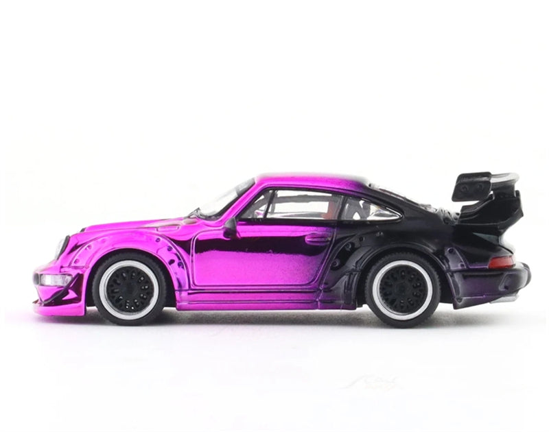 Aurora Model Porsche 911 RWB 964 Electroplated Pink Purple Black Regular Version Limited Edition 499PCS ONLY 1:64 car Pre-built Model view6
