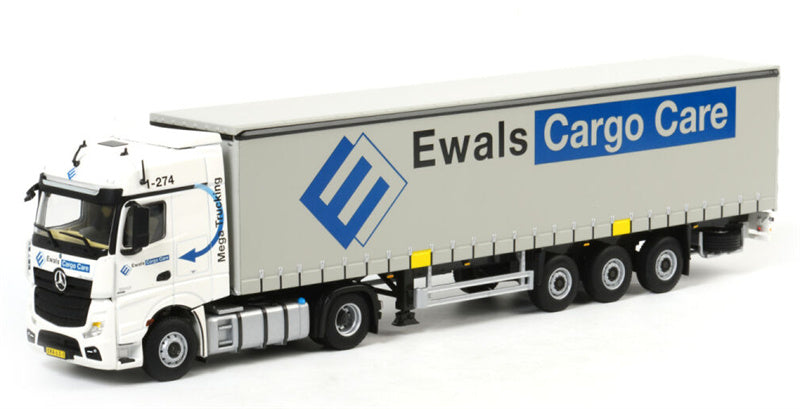 WSI MP4 Actros Gigaspace Curtainside trai Ewals 1:50 Truck Pre-built Model